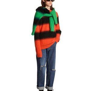 Trunk Project angora stripe crewneck sweater Oversized Street Style Knit